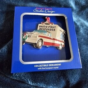 "Brave First Responders" Ambulance with Wreath Christmas Ornament Regent Square